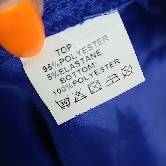 NWT Juniors 2XL 17/19 Formal Dress Blue Color Block Stretch Pleated Bodycon - Picture 7 of 10